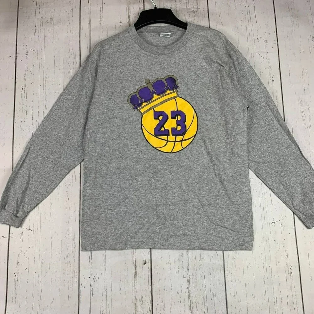 Lebron James Los Angeles Lakers NBA XL Pacific Pullover Sweater Gray New Youth